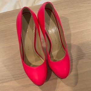 Charlotte Olympia Neon pink platform sz37
